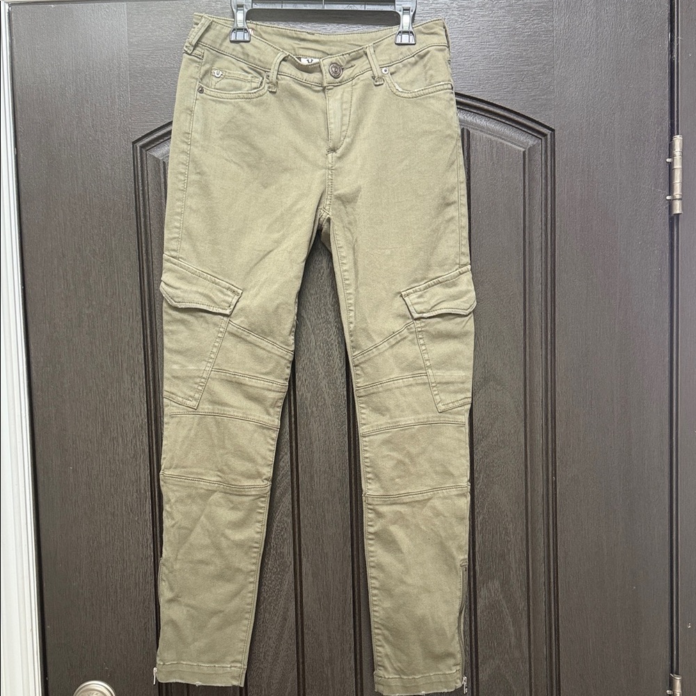 True Religion Olive Ankle Cargo Pants